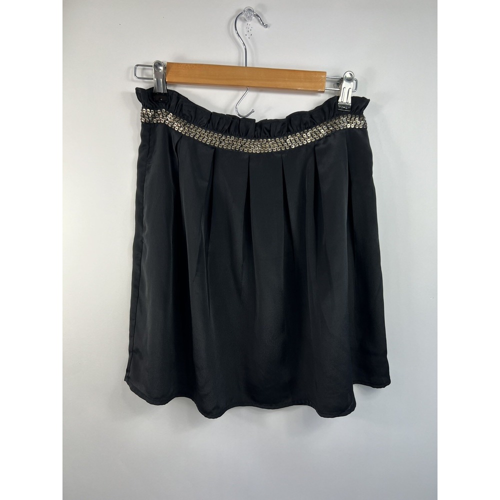 Kimchi Blue Skirt Women's Sz 6 Black Gold Sequin Ruffled Waistband